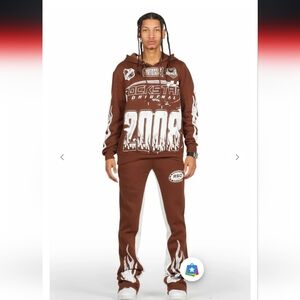Amos Brown Hoodie/Baggy Track Pant Set - Rockstar Original - Brown - L